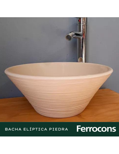 BACHA FANGO ELIPTICA PIEDRA BEIGE 35 X 14 CM
