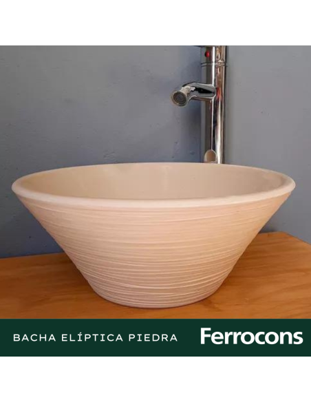BACHA FANGO ELIPTICA PIEDRA BEIGE 35 X 14 CM