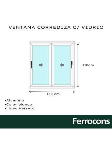 VENTANA CORREDIZA C/VIDRIO 150X110CM