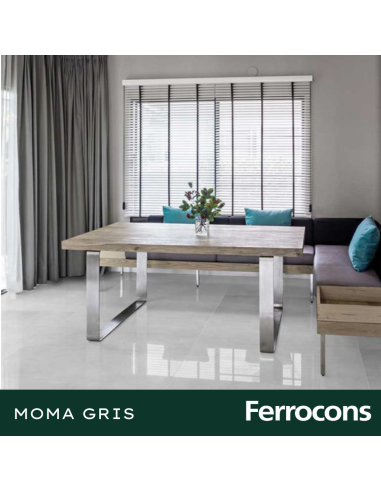PORCELANATO MOMA GRIS PULIDO 58X58 CERRO NEGRO 2DA
