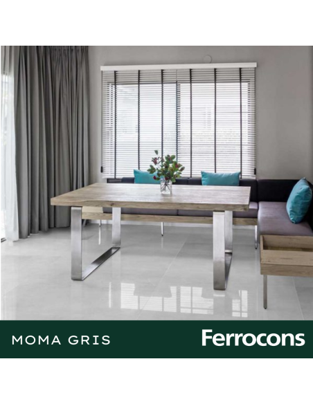 PORCELANATO MOMA GRIS PULIDO 58X58 CERRO NEGRO 2DA