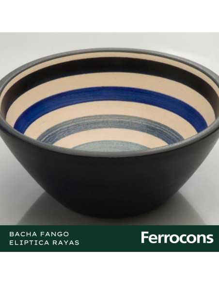 BACHA FANGO ELIPTICA RAYAS AZUL 35 X 14 CM