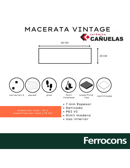 CERÁMICO CAÑUELAS MACERATA VINTAGE 20X62