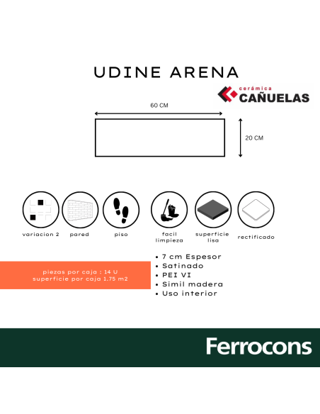 CERÁMICO CAÑUELAS UDINE ARENA 20X62