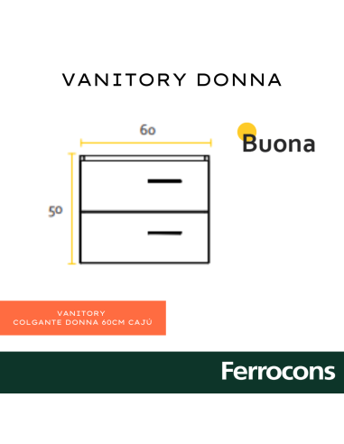 MUEBLE VANITORY COLGANTE 60CM DONNA CAJU BUONA
