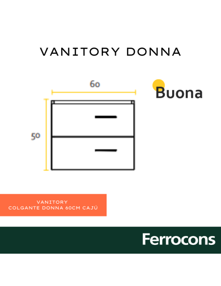 MUEBLE VANITORY COLGANTE 60CM DONNA CAJU BUONA
