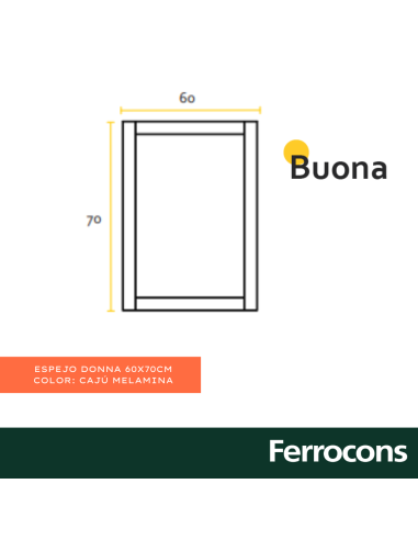ESPEJO DONNA CAJÚ 60X70CM BUONA