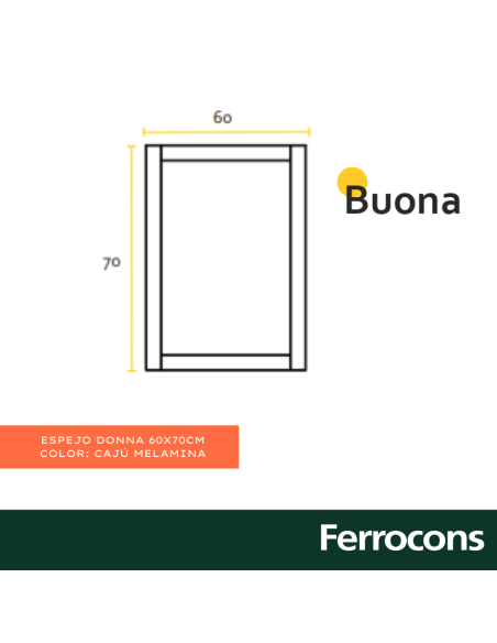 ESPEJO DONNA CAJÚ 60X70CM BUONA