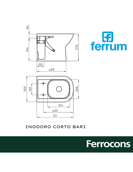 INODORO CORTO BARI BLANCO-IKC FERRUM