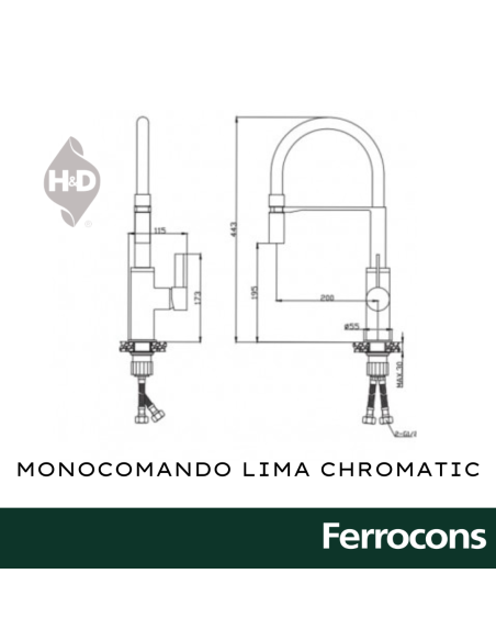 GRIFERIA COCINA LIMA CHROMATIC HD NEGRO MONOCOMANDO