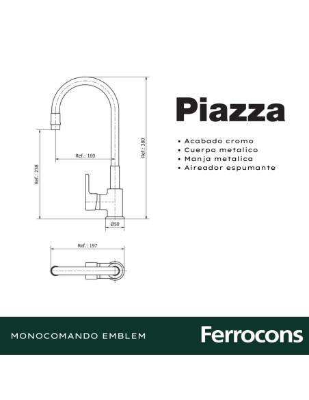 GRIFERIA COCINA/MESADA EMBLEM C.MANG AZUL 10016AZ