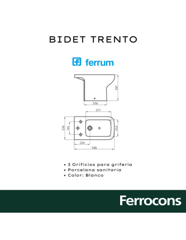 FERRUM TRENTO BIDET 3AG BLANCO-BEL3J