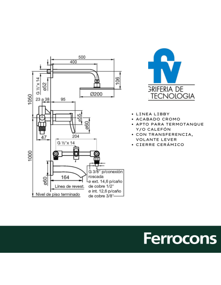 GRIFERIA BAÑERA Y DUCHA LIBBY FV 10339