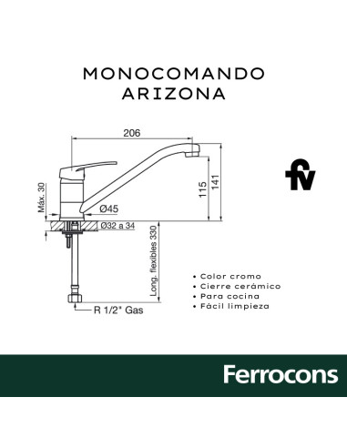 GRIFERIA 41101B1 MONOC. COCINA FV