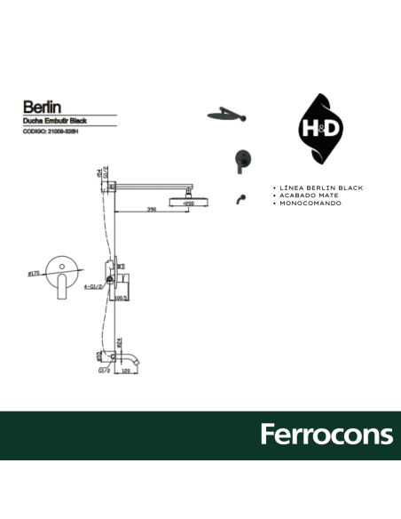 GRIFERIA DUCHA BERLIN BLACK HD