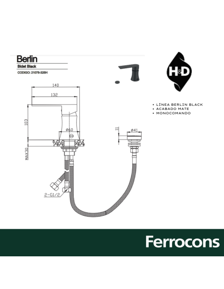 GRIFERIA BIDET BERLIN BLACK HD