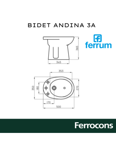 BIDET FERRUM ANDINA 3AGUJ. BLANCO-BEA3