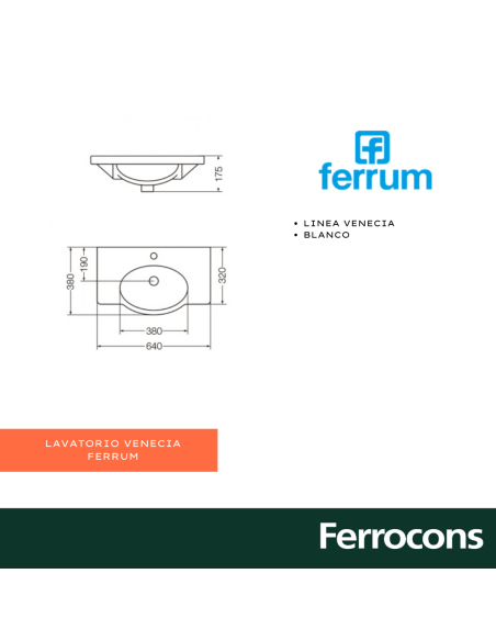 FERRUM LAVATORIO VENECIA 1AG 48CM