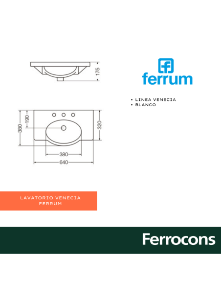 FERRUM LAVATORIO VENECIA 3AGUJ. 48 CM