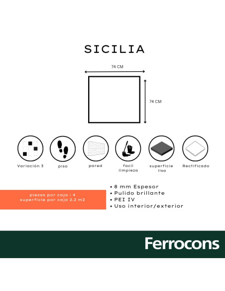 CECAFI SICILIA  PULIDO 74X74 REC
