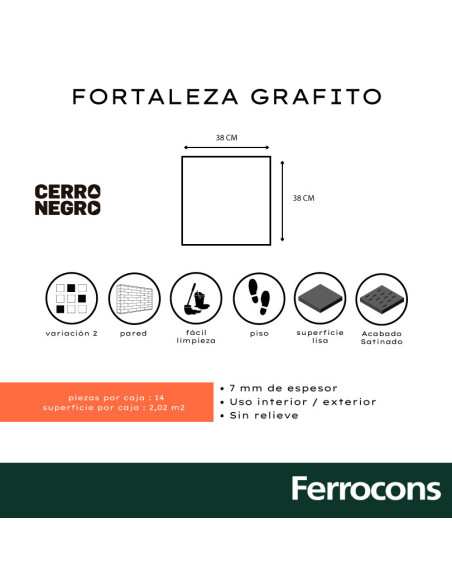 CERRO NEGRO 1RA FORTALEZA GRAFITO 38X38