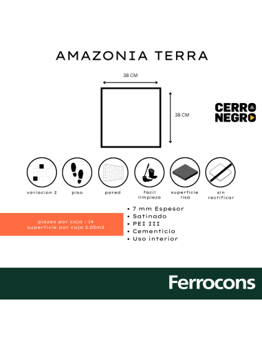 CERRO NEGRO 1RA. AMAZONIA TERRA 38X38