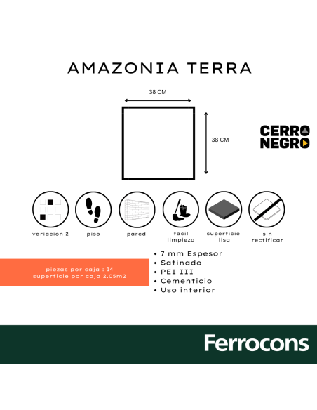 CERRO NEGRO 1RA. AMAZONIA TERRA 38X38