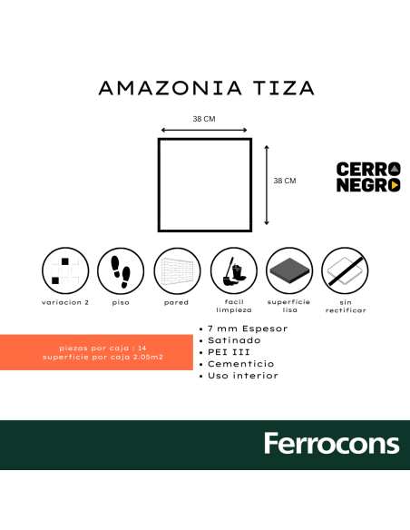 CERRO NEGRO 1RA. AMAZONIA TIZA 38X38