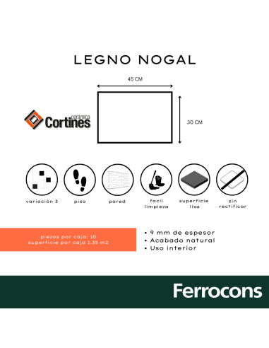 CORTINES LEGNO NOGAL 30X45 /M2