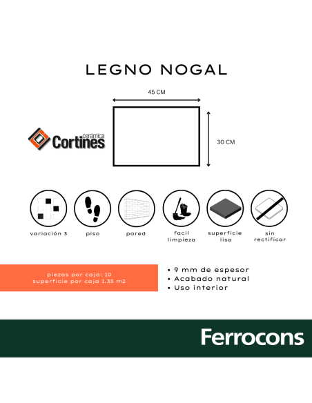 CORTINES LEGNO NOGAL 30X45 /M2