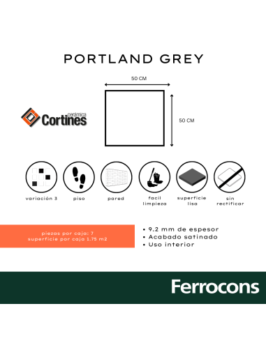 CORTINES PORTLAND GREY 50X50 /M2