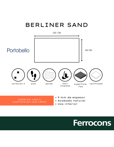PORTOBELLO BERLINER SAND  60X120 NAT RET