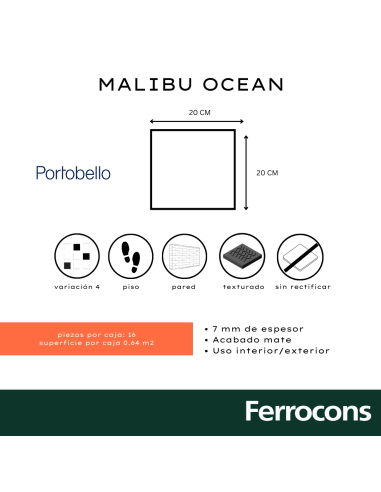 PORTOBELLO MALIBU OCEAN 20X20 EXT BOLD