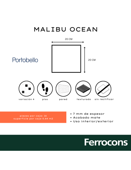 PORTOBELLO MALIBU OCEAN 20X20 EXT BOLD