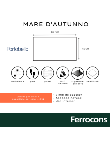 PORTOBELLO MARE D AUTUNNO 60X120 PUL RET