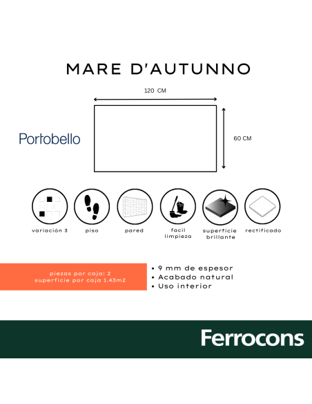 PORTOBELLO MARE D AUTUNNO 60X120 PUL RET