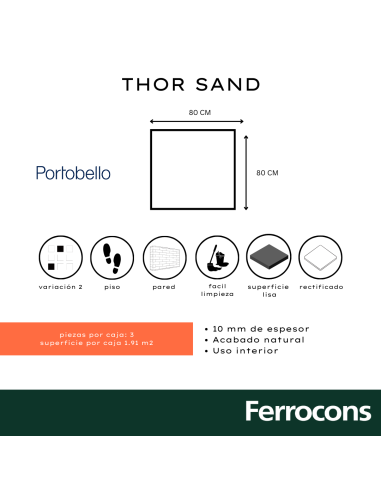 PORTOBELLO THOR SAND 80X80 NAT RET