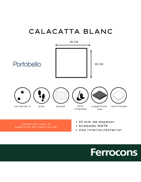 PORTOBELLO CALACATTA BLANC 90X90 NAT RET