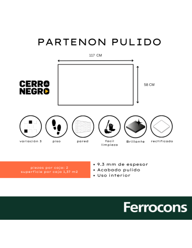 PORCELLANATO PARTENON 58X117 - CERRO NEGRO