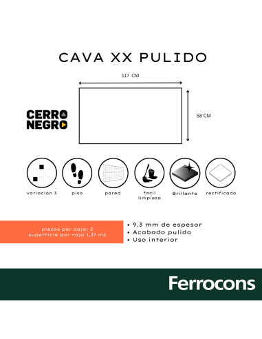 PORCELLANATO CAVA XX 58X117 - CERRO NEGRO