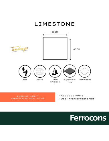 TENDENZA LIMESTONE REC  60X60  PORCELANI M2