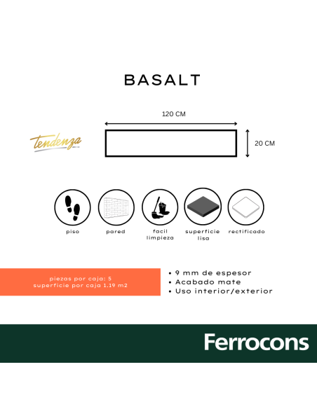 TENDENZA TABLA BASALT 20X120 PORCELANI