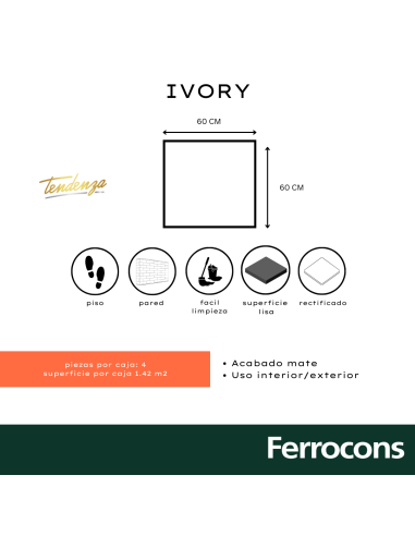 TENDENZA IVORY REC 60X60 PORCELANI M2