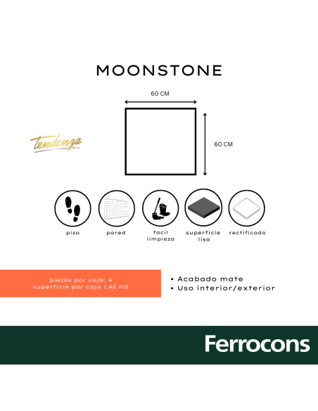 TENDENZA MOONSTONE   REC 60X60  PORCELANI M2