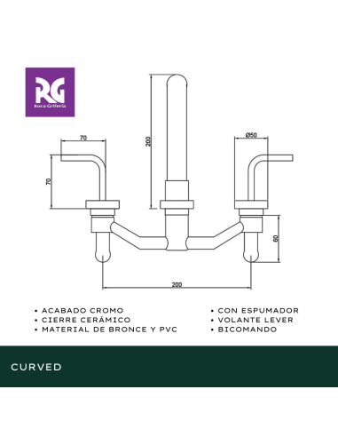 ROCA LAVATORIO PARED CURVED CR