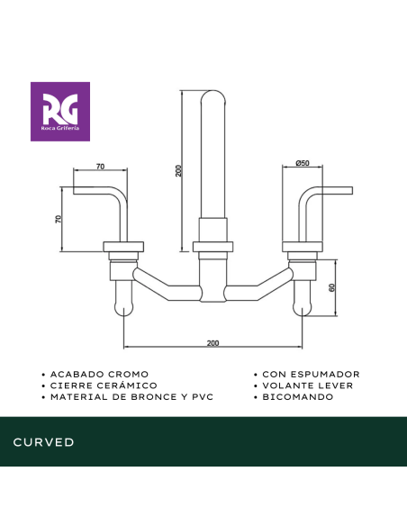 ROCA LAVATORIO PARED CURVED CR