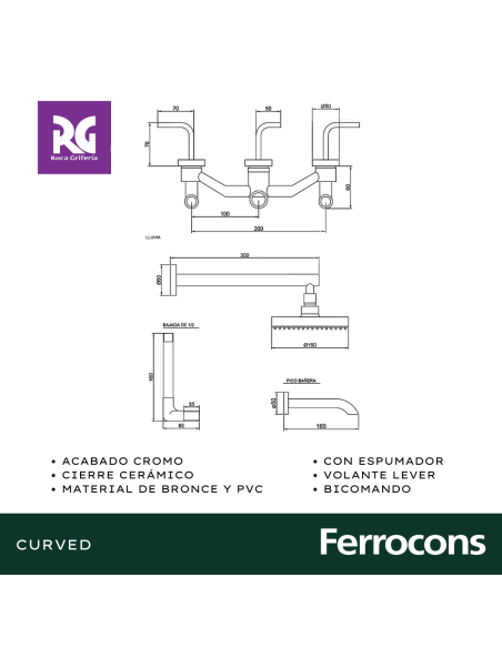 ROCA CURVED L-125-101  BANERA CON TRANSFERENCIA