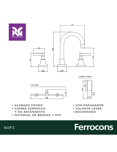 ROCA SOFI LEVER LAVATORIO CC CR