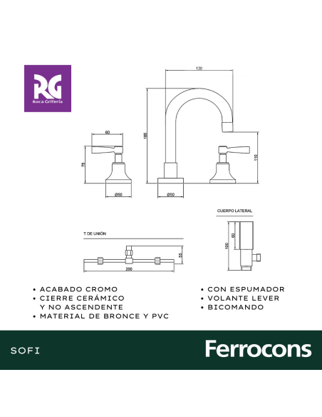 ROCA SOFI LEVER LAVATORIO CC CR