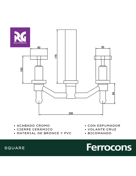 ROCA SQUARE CRUZ LAVATORIO PARED CR